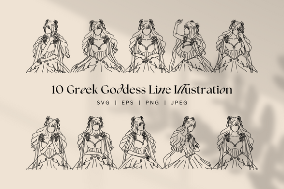 Download Greek Mythology Eternal Goddess Lineart - Premium Resources