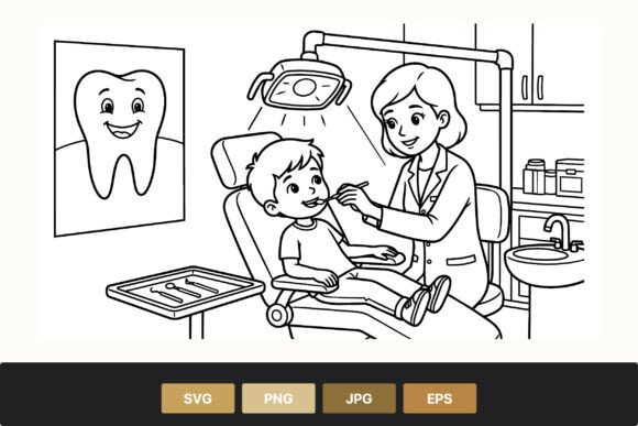 Download Dentist Examining Happy Child Vector Art - Premium Resources